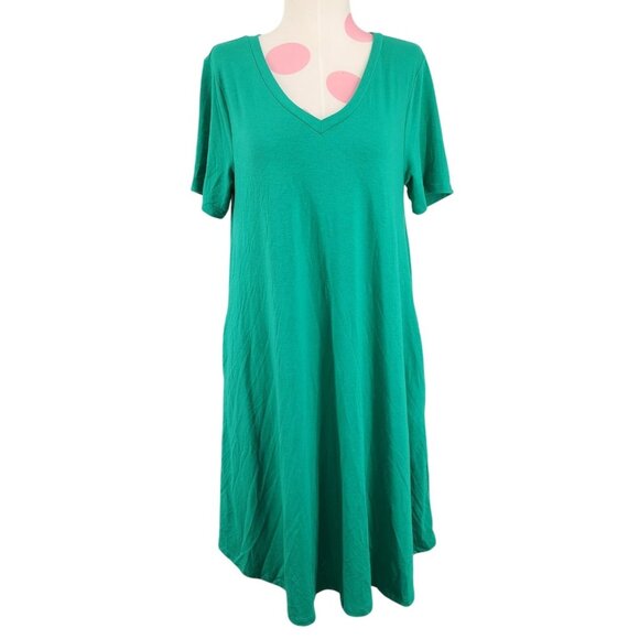 Women's Zenana Premium Green Flowy Small Dress Pockets Swing Style Soft Knee Len - Picture 1 of 7
